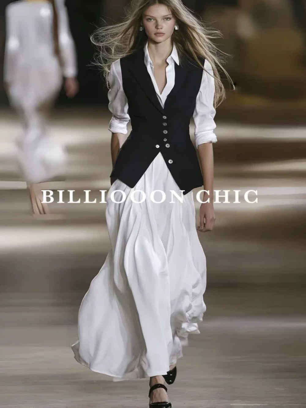 Elegant Tailored Waistcoat with Sculpted Waist and Polished Button Detail